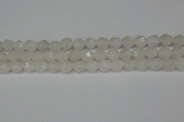 CNG6113 15.5 inches 8mm faceted nuggets white jade beads