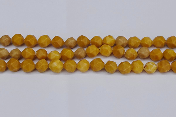 CNG6115 15.5 inches 8mm faceted nuggets yellow jade beads