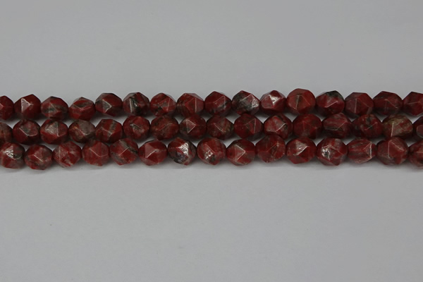 CNG6123 15.5 inches 8mm faceted nuggets brecciated jasper beads