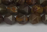 CNG6124 15.5 inches 8mm faceted nuggets coffee jasper beads