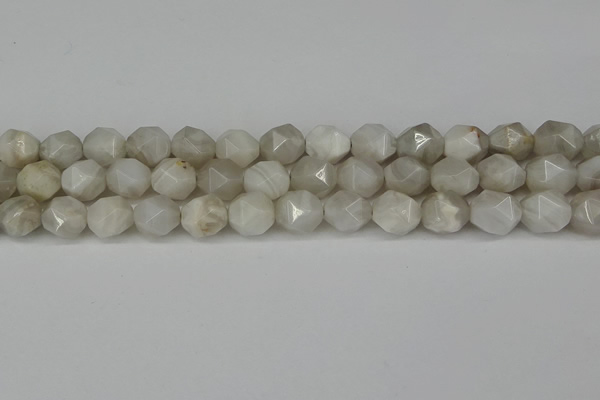 CNG6150 15.5 inches 10mm faceted nuggets grey agate beads