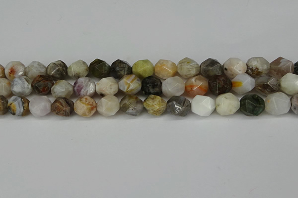 CNG6152 15.5 inches 10mm faceted nuggets silver needle agate beads