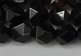 CNG6160 15.5 inches 10mm faceted nuggets black agate beads