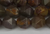 CNG6199 15.5 inches 10mm faceted nuggets coffee jasper beads