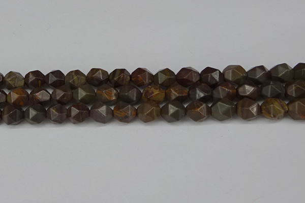 CNG6199 15.5 inches 10mm faceted nuggets coffee jasper beads