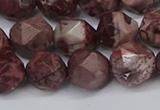 CNG6200 15.5 inches 10mm faceted nuggets red artistic jasper beads