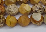 CNG6201 15.5 inches 10mm faceted nuggets picture jasper beads