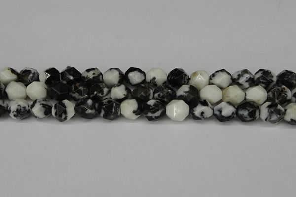 CNG6203 15.5 inches 10mm faceted nuggets black & white jasper beads