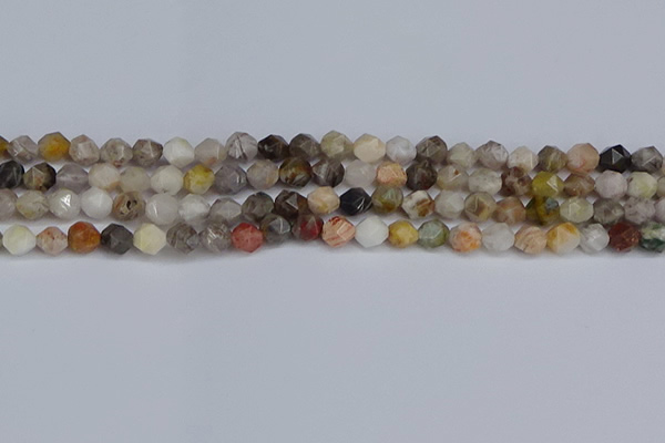 CNG6221 15.5 inches 6mm faceted nuggets silver needle agate beads