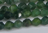 CNG6225 15.5 inches 6mm faceted nuggets moss agate beads