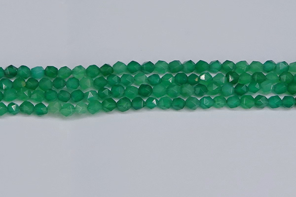 CNG6226 15.5 inches 6mm faceted nuggets green agate beads