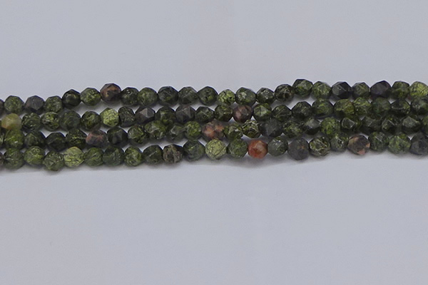 CNG6243 15.5 inches 6mm faceted nuggets green lace stone beads