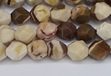 CNG6245 15.5 inches 6mm faceted nuggets zebra jasper beads