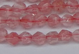 CNG6260 15.5 inches 6mm faceted nuggets cherry quartz beads