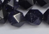 CNG6297 15.5 inches 14mm faceted nuggets blue goldstone beads