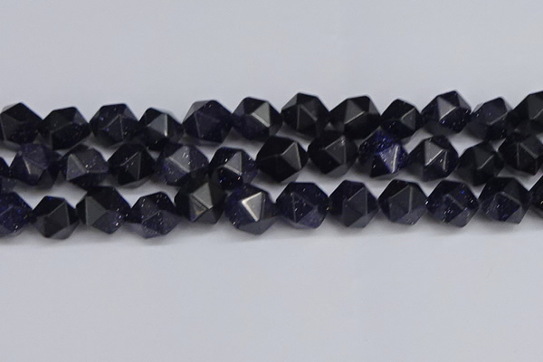 CNG6297 15.5 inches 14mm faceted nuggets blue goldstone beads