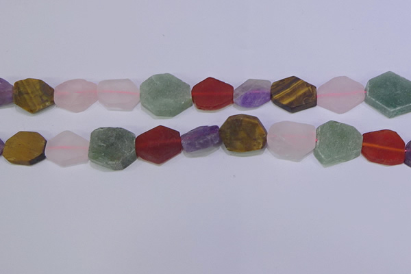 CNG6375 15.5 inches 14*18mm - 16*22mm freeform matte mixed gemstone beads