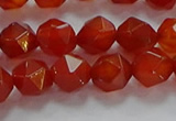 CNG6505 15.5 inches 8mm faceted nuggets red agate beads