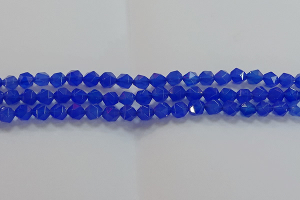 CNG6508 15.5 inches 6mm faceted nuggets blue agate beads