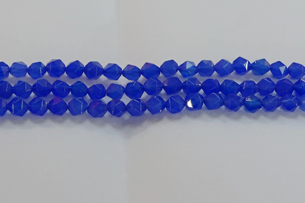 CNG6509 15.5 inches 8mm faceted nuggets blue agate beads