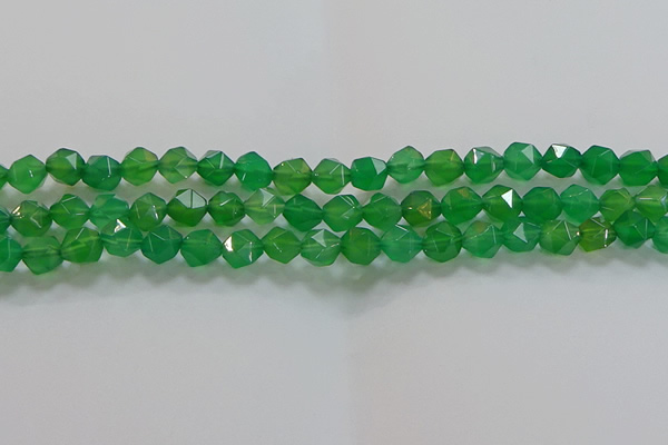 CNG6513 15.5 inches 8mm faceted nuggets green agate beads