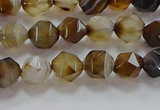 CNG6516 15.5 inches 6mm faceted nuggets line agate beads