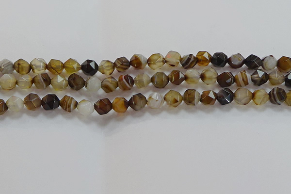 CNG6517 15.5 inches 8mm faceted nuggets line agate beads