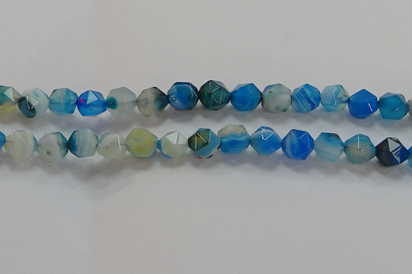 CNG6526 15.5 inches 10mm faceted nuggets line agate beads