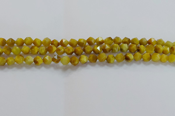 CNG6530 15.5 inches 6mm faceted nuggets golden tiger eye beads