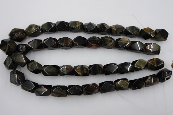 CNG654 15.5 inches 13*18mm faceted nuggets blue tiger eye beads