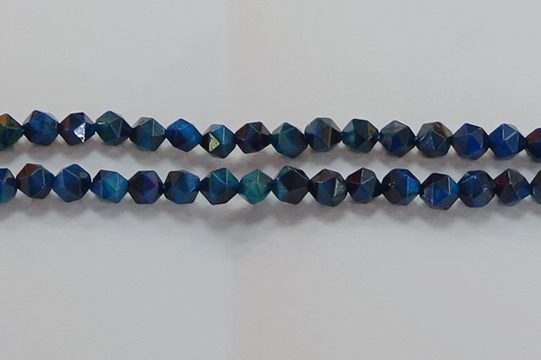 CNG6540 15.5 inches 10mm faceted nuggets blue tiger eye beads