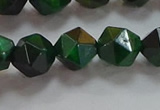 CNG6548 15.5 inches 10mm faceted nuggets green tiger eye beads