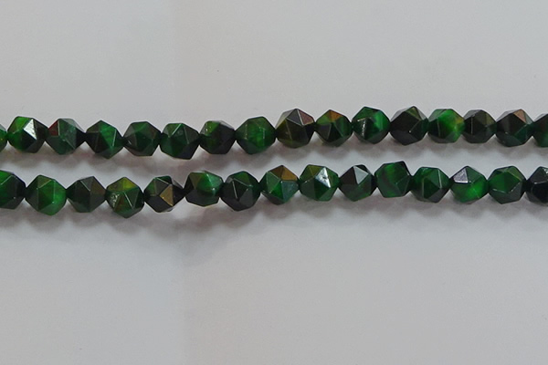 CNG6548 15.5 inches 10mm faceted nuggets green tiger eye beads