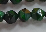 CNG6549 15.5 inches 12mm faceted nuggets green tiger eye beads