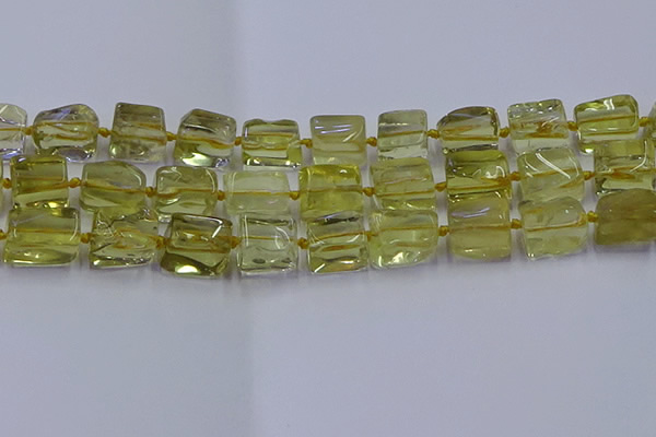 CNG6807 15.5 inches 8*12mm - 10*16mm nuggets lemon quartz beads