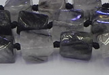 CNG6821 15.5 inches 5*8mm - 8*12mm nuggets black rutilated quartz beads