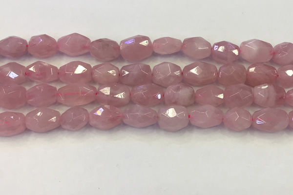 CNG6952 10*12mm - 10*14mm faceted nuggets rose quartz beads