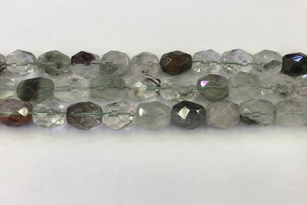 CNG6962 13*18mm - 15*20mm faceted nuggets green phantom quartz beads