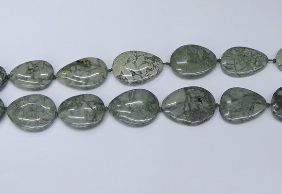 CNG7114 20*25mm - 30*40mm freeform grey green brecciated jasper beads