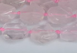 CNG7131 15.5 inches 6*10mm - 10*14mm faceted nuggets rose quartz beads