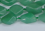 CNG7137 6*10mm - 10*14mm faceted nuggets green aventurine beads