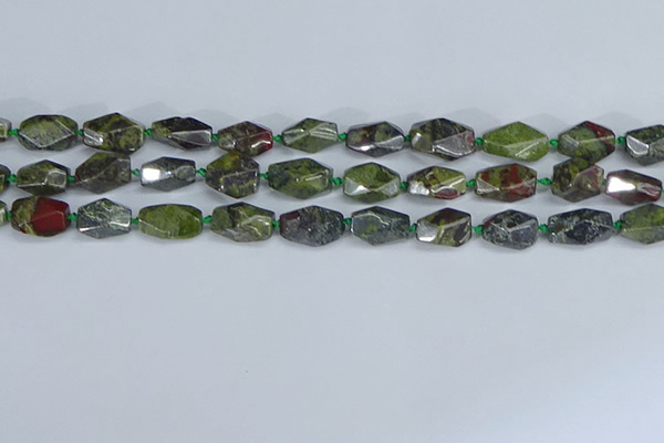 CNG7141 6*10mm - 10*14mm faceted nuggets dragon blood jasper beads