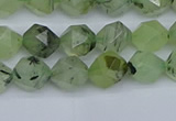 CNG7240 15.5 inches 6mm faceted nuggets green rutilated quartz beads