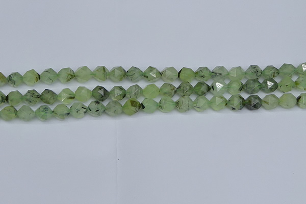 CNG7240 15.5 inches 6mm faceted nuggets green rutilated quartz beads