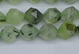 CNG7241 15.5 inches 8mm faceted nuggets green rutilated quartz beads