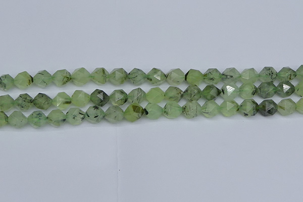 CNG7241 15.5 inches 8mm faceted nuggets green rutilated quartz beads