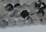 CNG7245 15.5 inches 6mm faceted nuggets black rutilated quartz beads