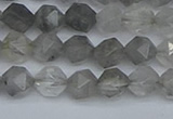 CNG7250 15.5 inches 6mm faceted nuggets cloudy quartz beads