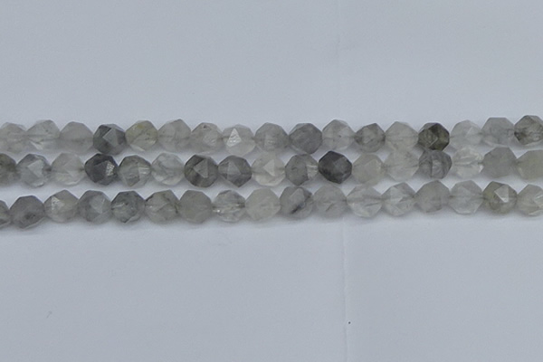 CNG7251 15.5 inches 8mm faceted nuggets cloudy quartz beads