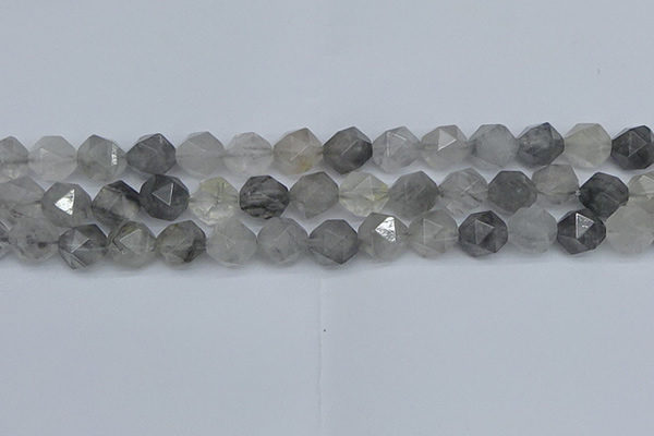 CNG7252 15.5 inches 10mm faceted nuggets cloudy quartz beads